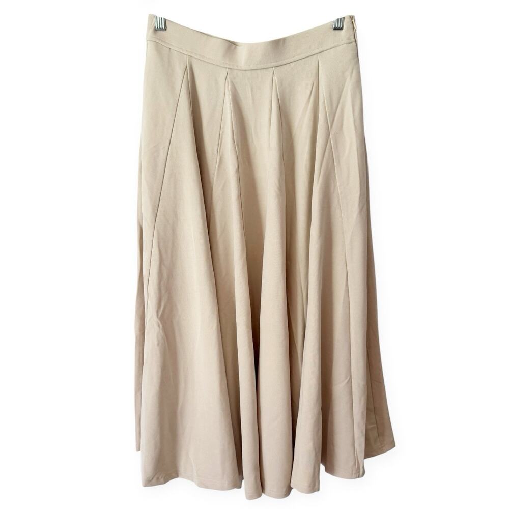 NWT OGL Sandwashed Lyocell Blend Volume Skirt Size Medium Fog Beige Pockets - Picture 6 of 9